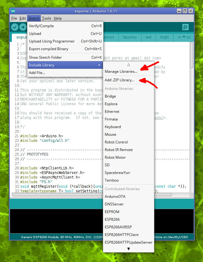 Arduino IDE - Library options